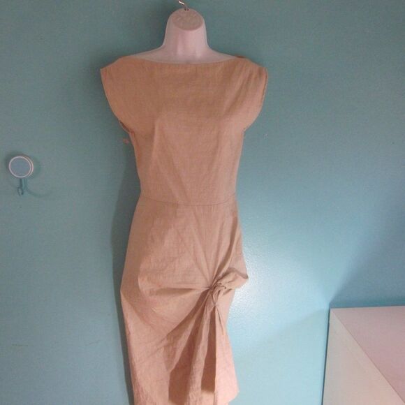 Malloni Italian Linen Stretch Sheath Dress Size 40 / 2 - Picture 7 of 12